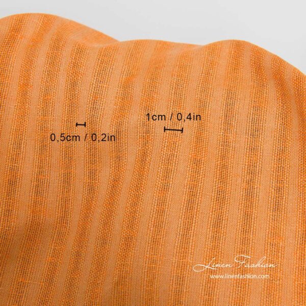 Tessuto a righe arancione in lino e cotone - immagine 4