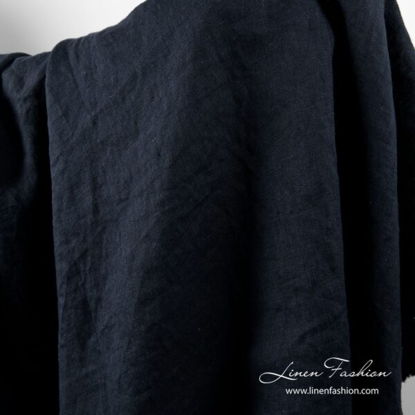 Tessuto di lino lavato in colore navy