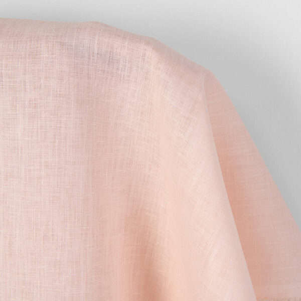 Tessuto di lino tinta unita rosa pallido - immagine 2