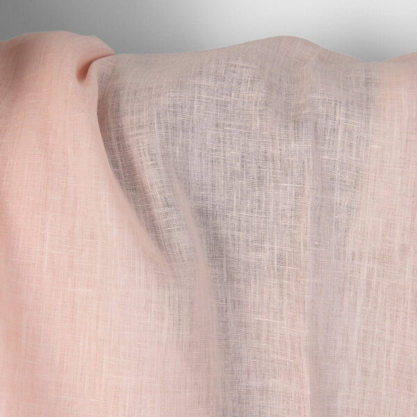 Tessuto di lino tinta unita rosa pallido - immagine 3
