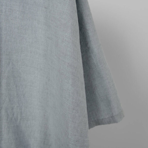 Washed linen cotton fabric grey blue, plain weave