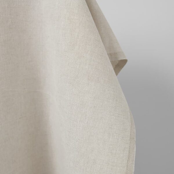 Wide linen cotton fabric natural light grey colour edge