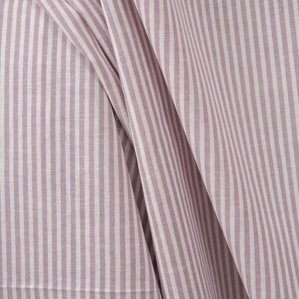 Wide linen cotton fabric in white and lilac stripes product photo