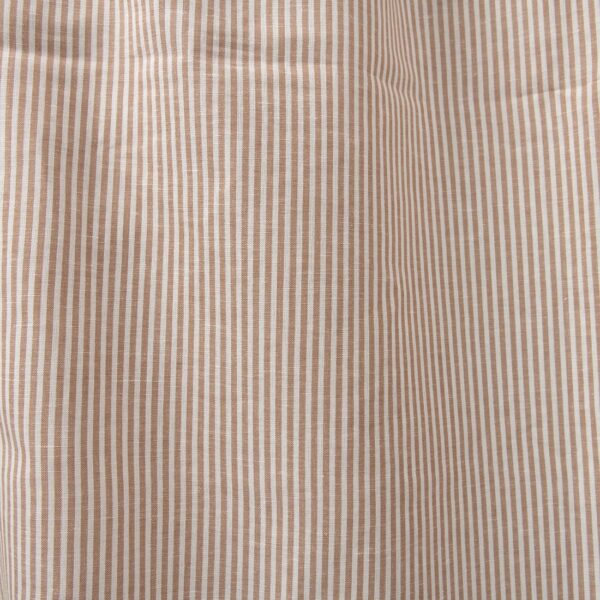 Wide linen cotton fabric in white and brown stripes product photo