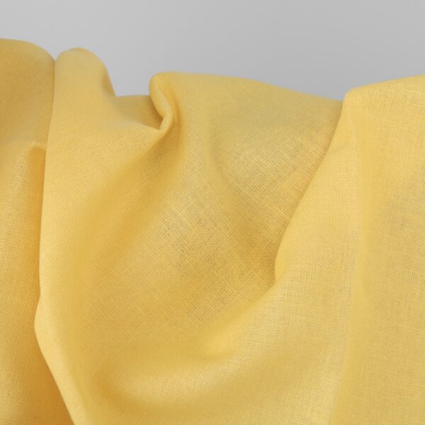 Bright yellow linen cotton fabric, plain weave