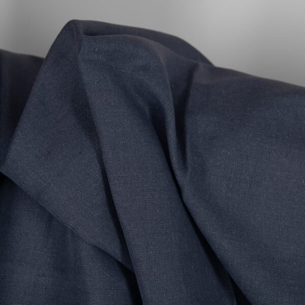Linen blend fabric in dark blue texture