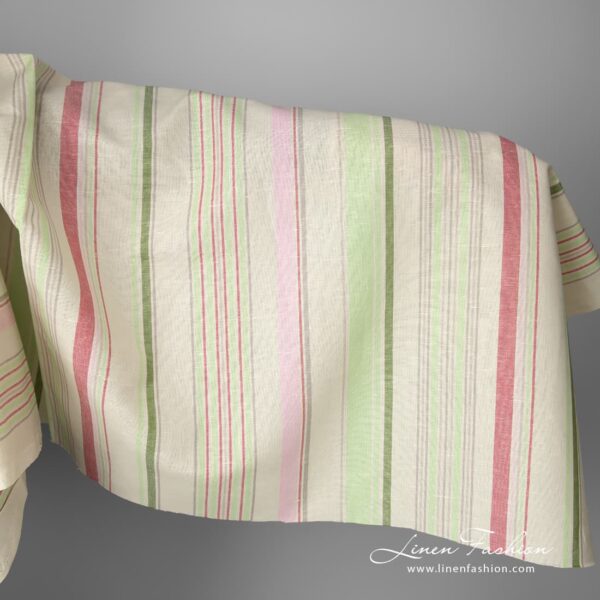 Linen cotton fabric in multicolored stripes