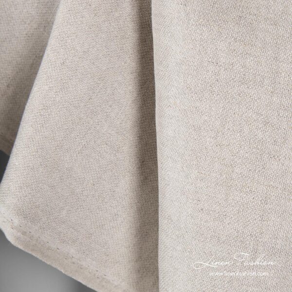 White / natural color linen cotton fabric, close look of the pattern
