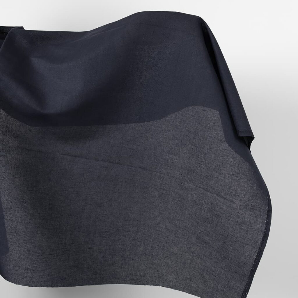 Linen cotton fabric dark navy blue colour