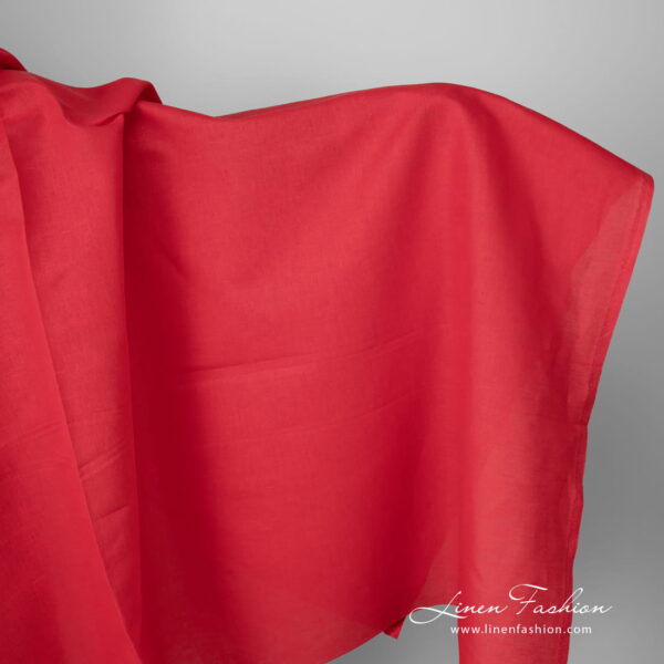 Linen cotton fabric vivid red colour