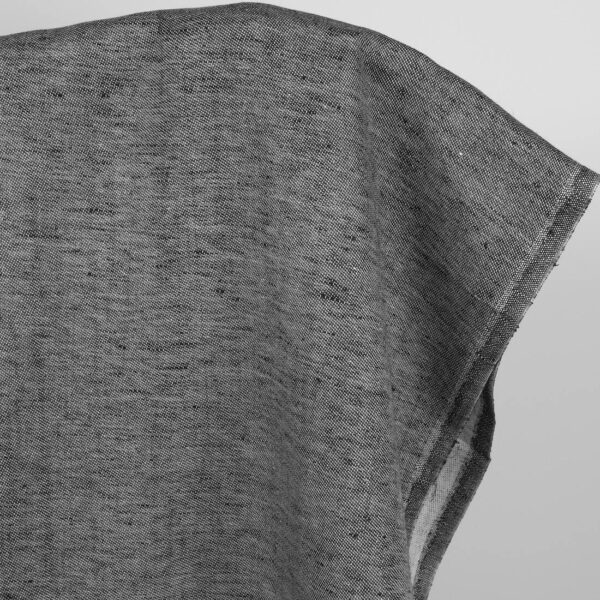 Tessuto di lino e cotone in raso bianco e nero double-face - immagine 3