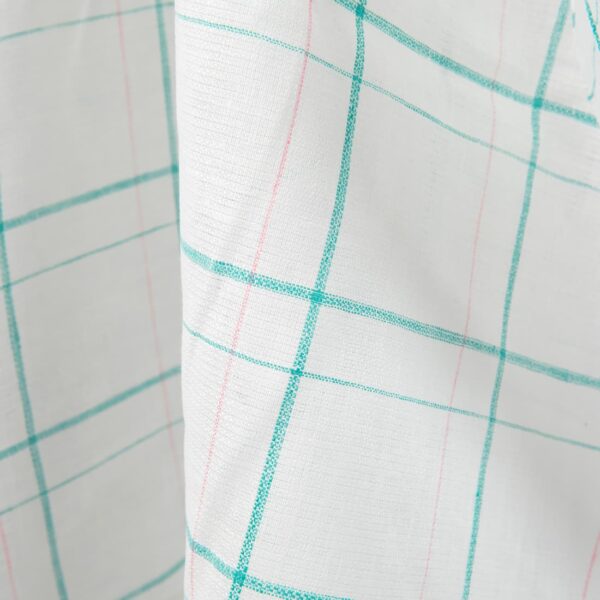 linen white green checked fabric, 150cm