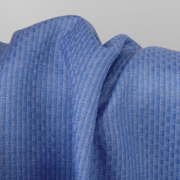 Blue patterned linen fabric, dobby