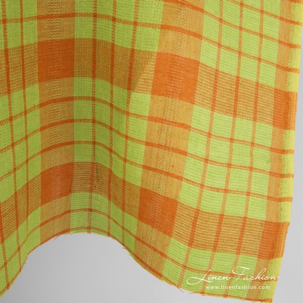 100% linen fabric in checks.