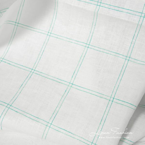 Green checked linen fabric.