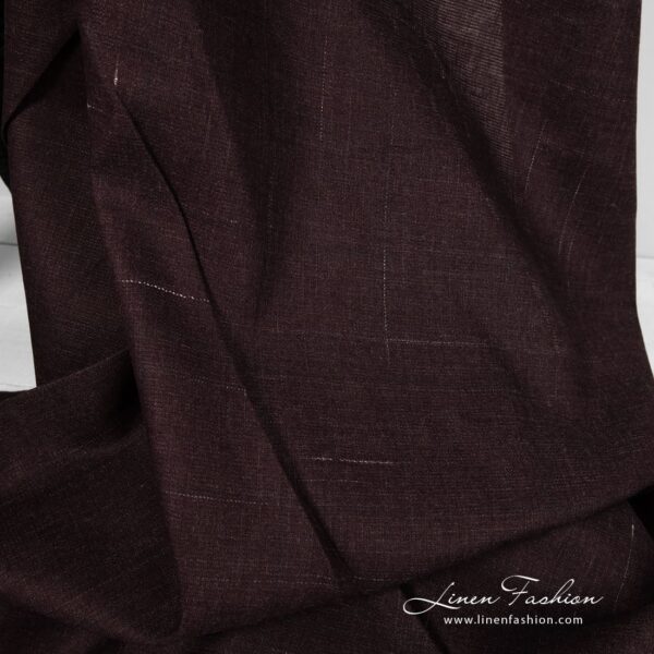 Cherry linen fabric with decorative stripes