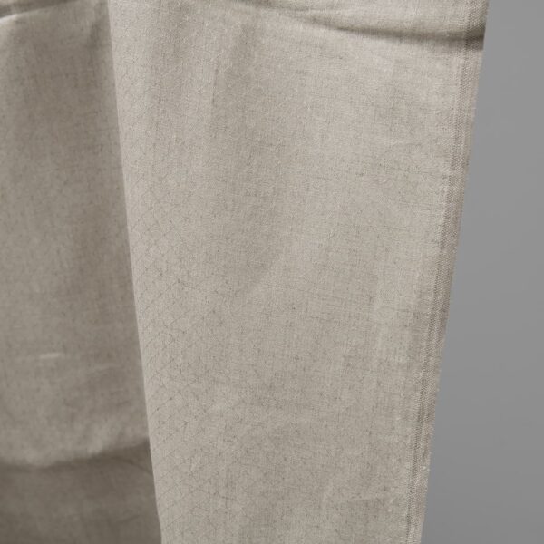 Grey patterned pure linen fabric edge