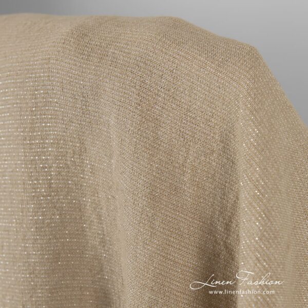 Linen fabric in beige and silver