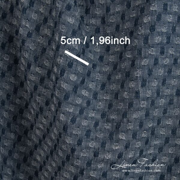 Linen wool fabric woven from bluish black and white yarns
