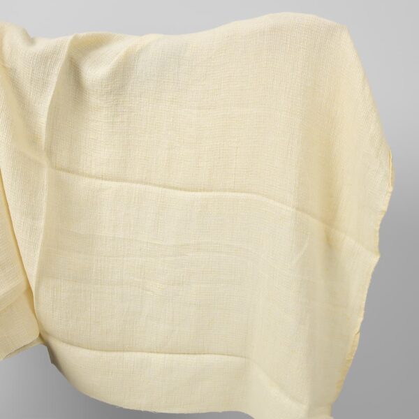 Pale yellow waffle linen fabric washed