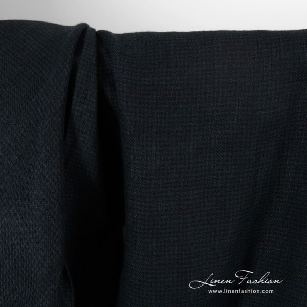 Dark blue linen fabric in twills, specially washed