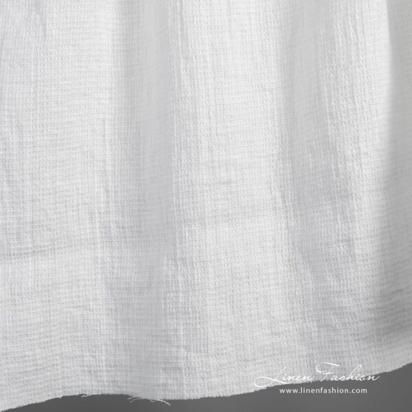 White linen fabric with tiny checks