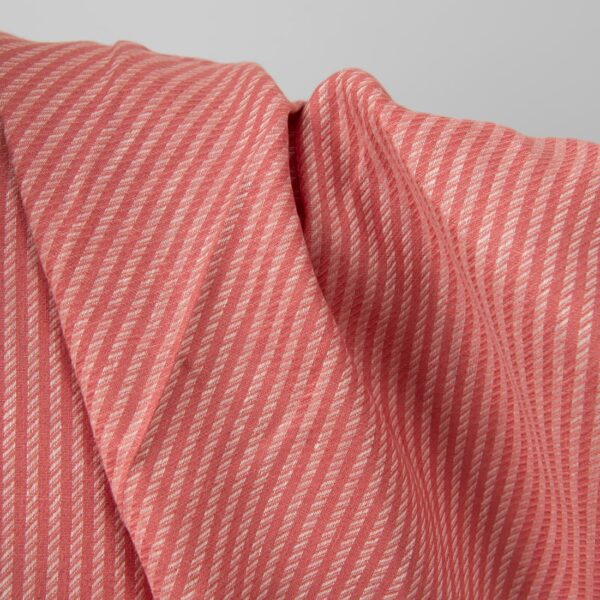Red striped pure linen fabric texture