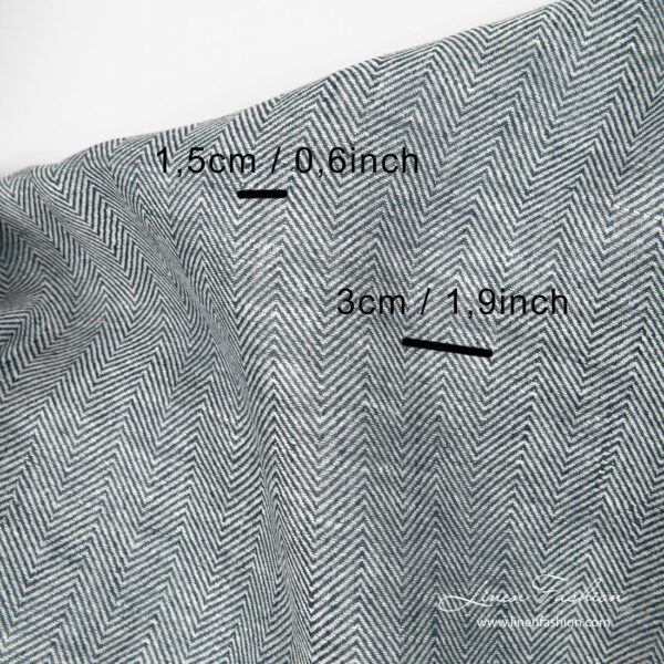 Herringbone pattern linen fabric with measurements