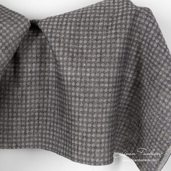 Linen fabric in black and grey diamond pattern