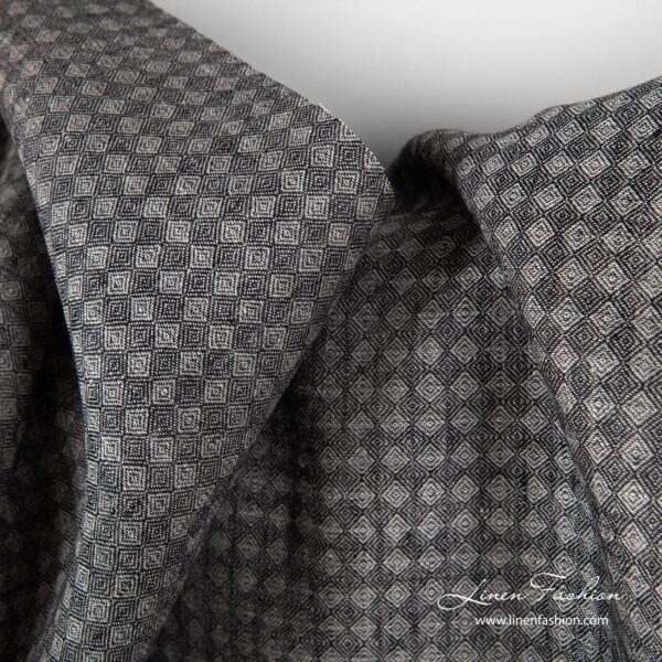 Black and grey small diamond linen fabric