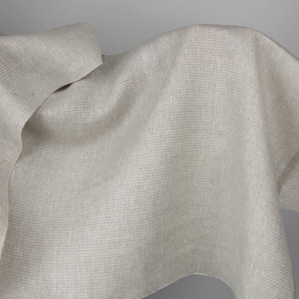 Light grey linen fabric in a tiny check pattern