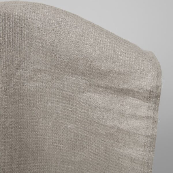 Checked linen fabric in grey natural flax colour edge