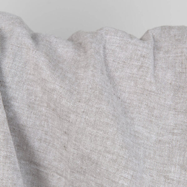 Washed linen cotton fabric greyish brown melange close up detail