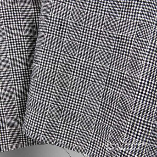Washed linen wool fabric in black white checks