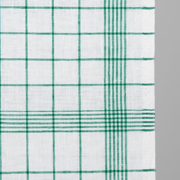 linen narrow fabric green checks for towels