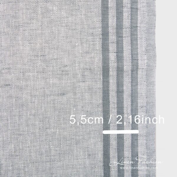 Striped grey narrow linen fabric.