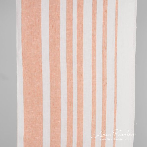 Linen fabric with nude brown stripes