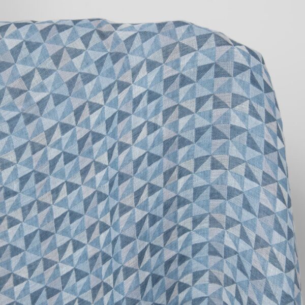Washed linen fabric in blue triangles product photo
