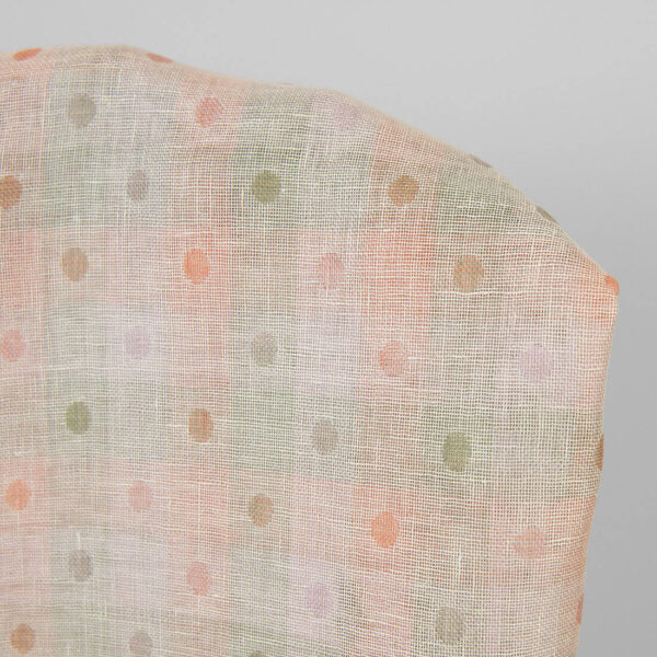 Tessuto di lino a quadri verdi e arancioni jacquard - immagine 3