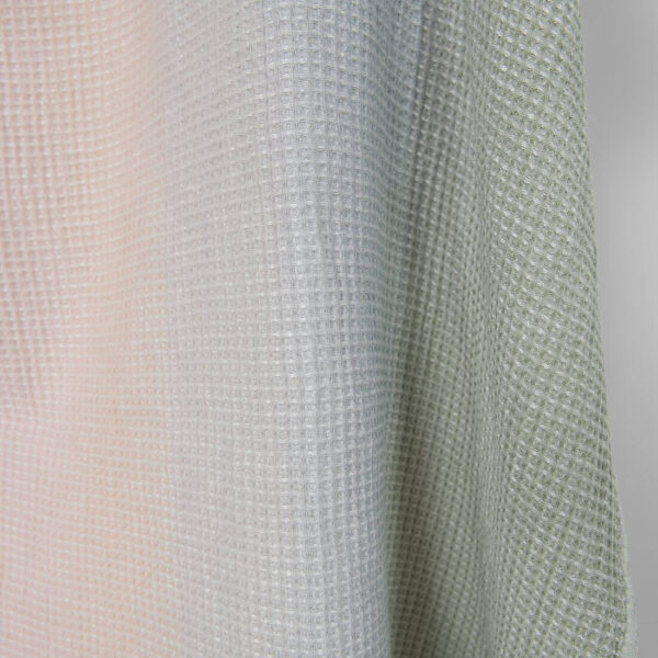 Washed cotton-hemp waffle fabric pink grey green gradient
