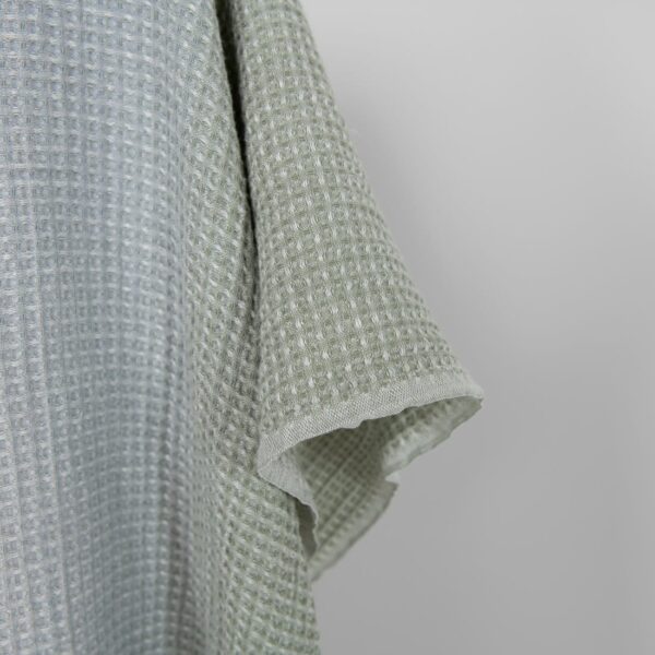 Washed cotton-hemp waffle fabric pink green gradient, edge