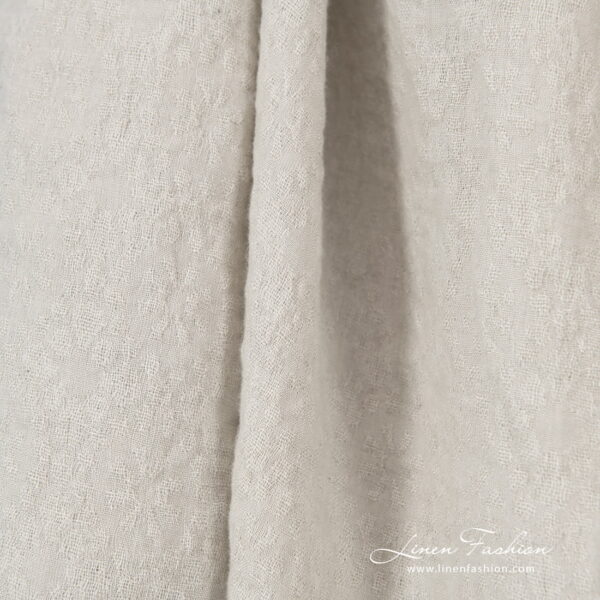 linen wool jacquard fabric grey sand color.
