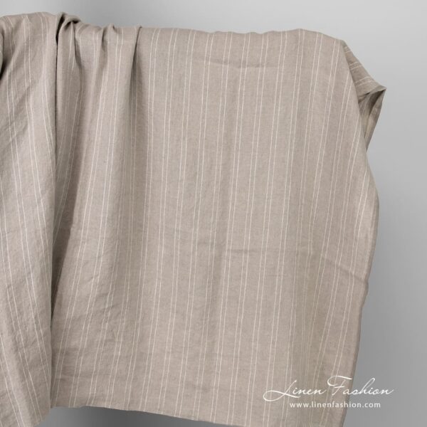 Natural color linen fabric in stripes