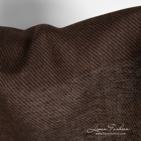 Chocolate brown linen fabric in black twills