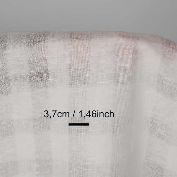 Linen fabric optical white transparent checks, with measurements