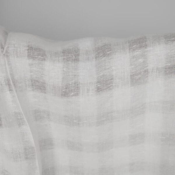 Linen fabric optical white transparent checks, 100% linen