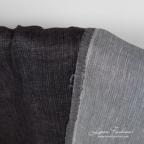 Grey-black 100% linen fabric, double sided.