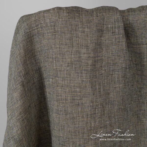 Checked linen fabric, black, yellow.