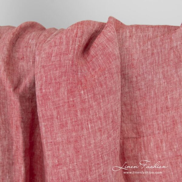 Linen fabric in red and white melange