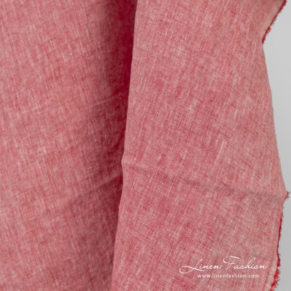 Linen fabric in red melange, high quality